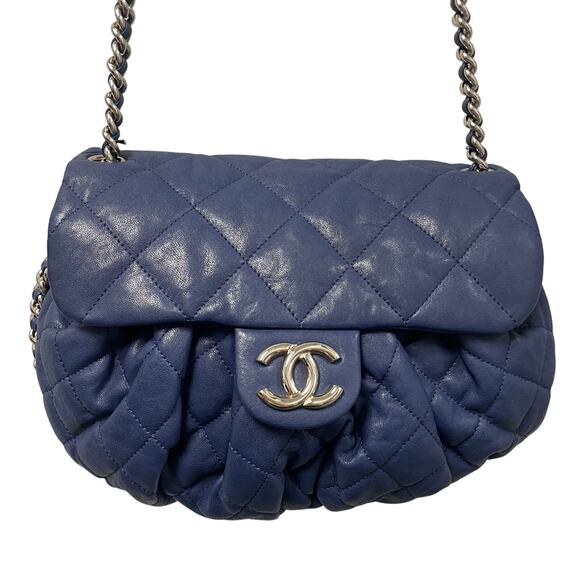 Chanel 2013 Chain Around Flap Bag Quilted Navy Blue Lambskin Leather - Picture 1 of 11